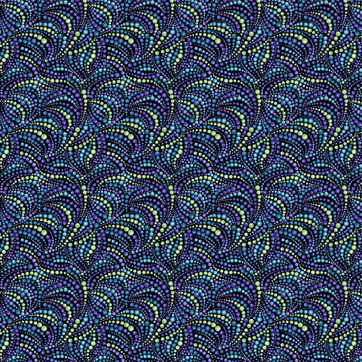 Beaded Swirls in Multi quilting fabric by Benartex
