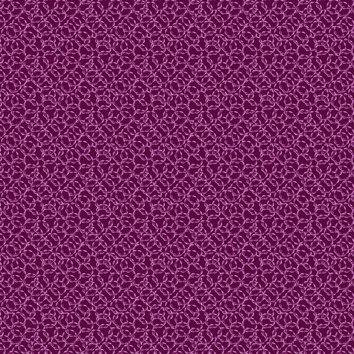 Interlocking Rings in Dark Magenta quilting fabric by Benartex