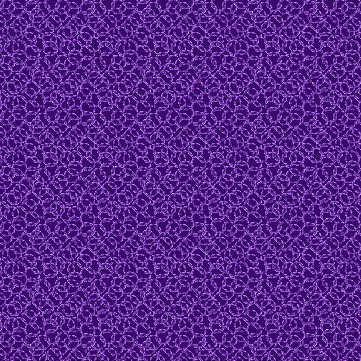 Interlocking Rings in Dark Purple quilting fabric by Benartex