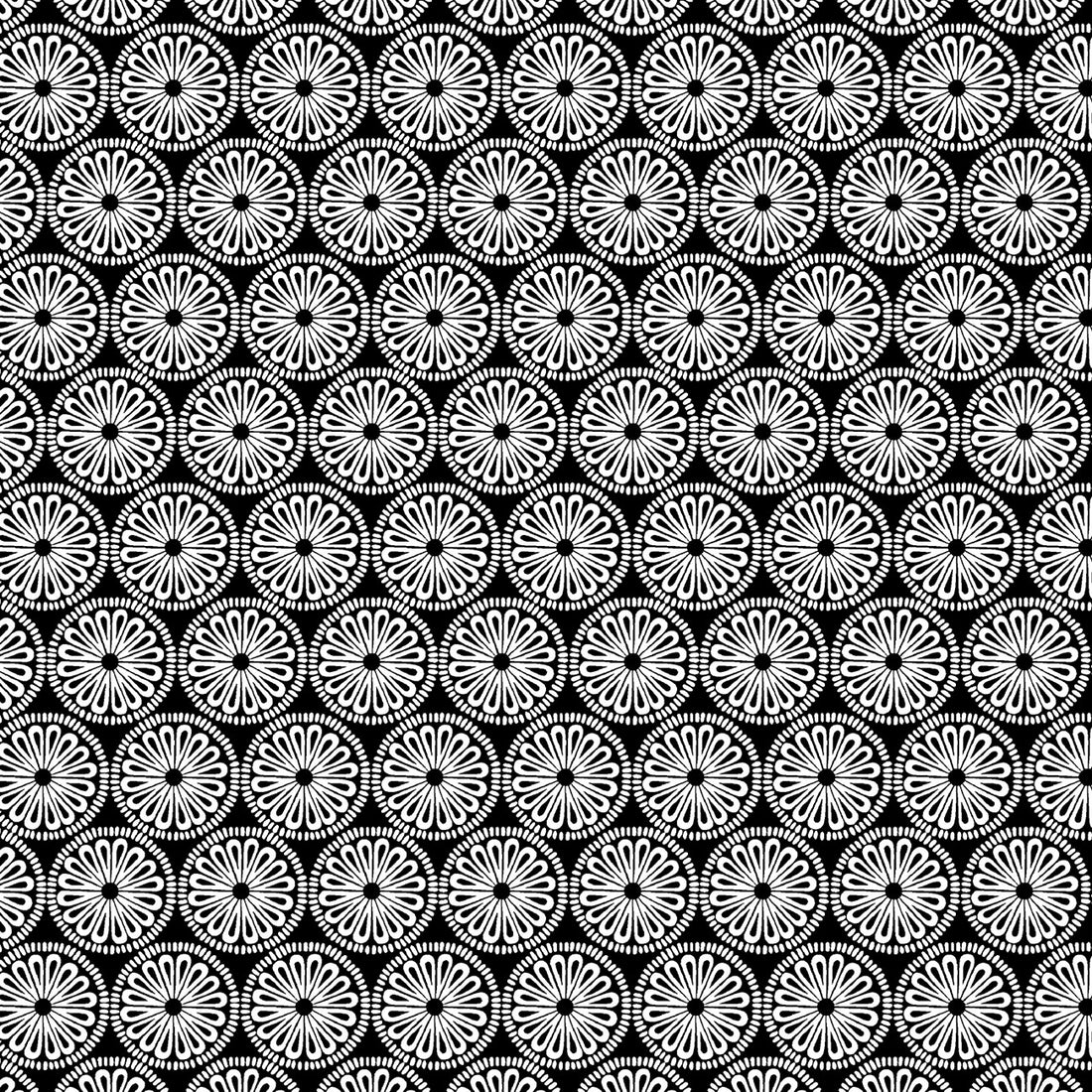 Medallion Black/White in Black/White quilting fabric by Benartex