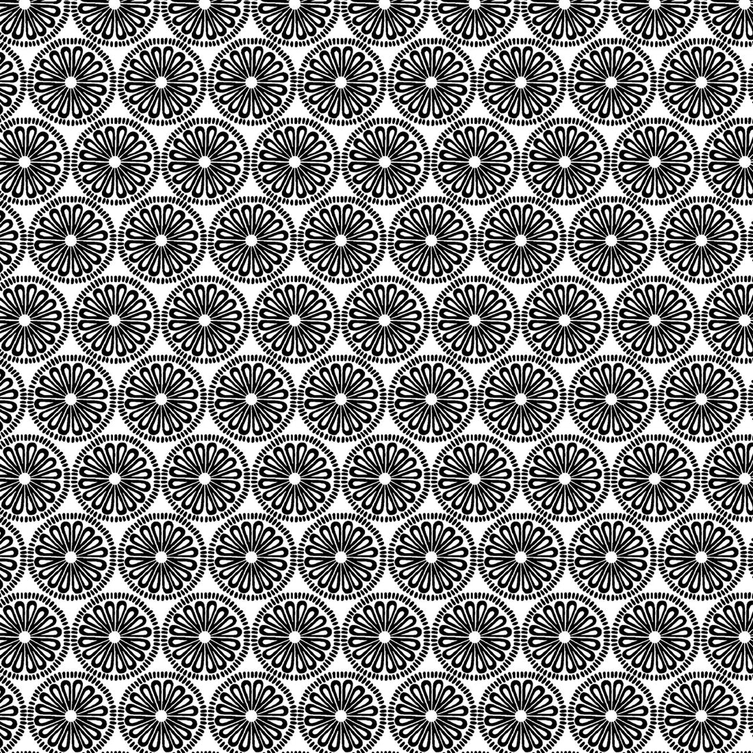 Medallion Black/White in Black/White quilting fabric by Benartex