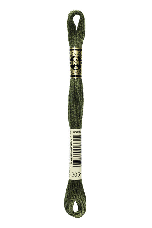 DMC Embroidery Floss (The Green Shades) (3051 - dark green grey)