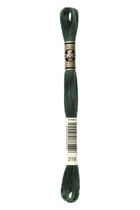 DMC Embroidery Floss (The Green Shades) (319 - very dark pistachio green)