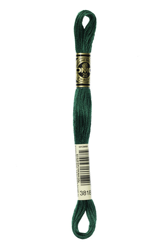 DMC Embroidery Floss (The Green Shades) (3818 - ultra very dark emerald green)