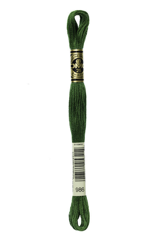 DMC Embroidery Floss (The Green Shades) (986 - very dark forest green)