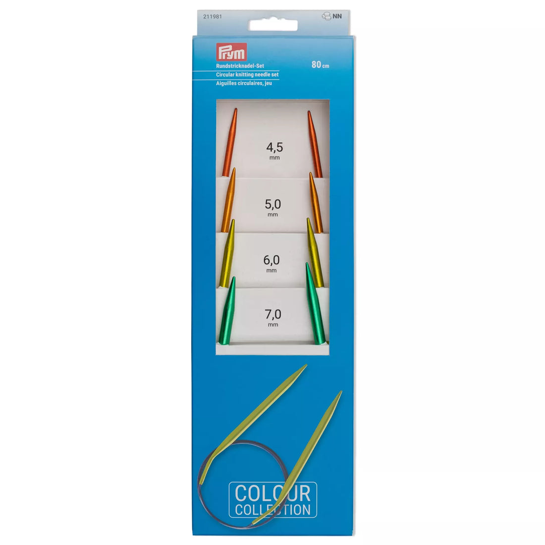 Prym Aluminium Coloured Circular Knitting Needle Set (80cm)