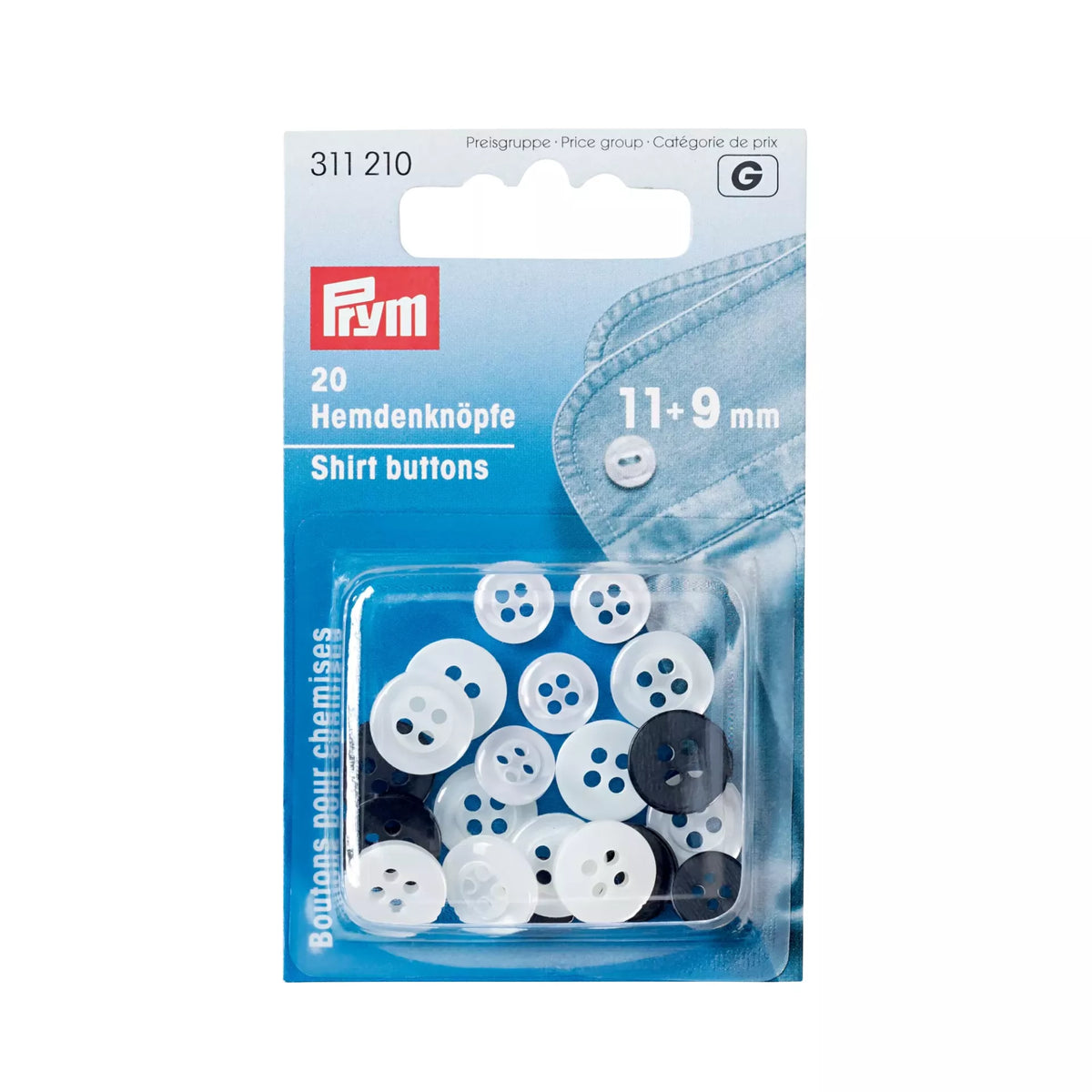 Prym Shirt Buttons - 11 + 9 mm