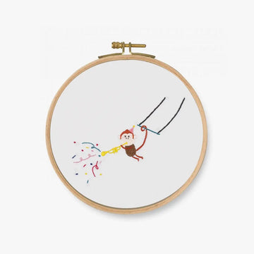 DMC Printed Embroidery Kit - Goofy Animals (Trumpet! Monkey)