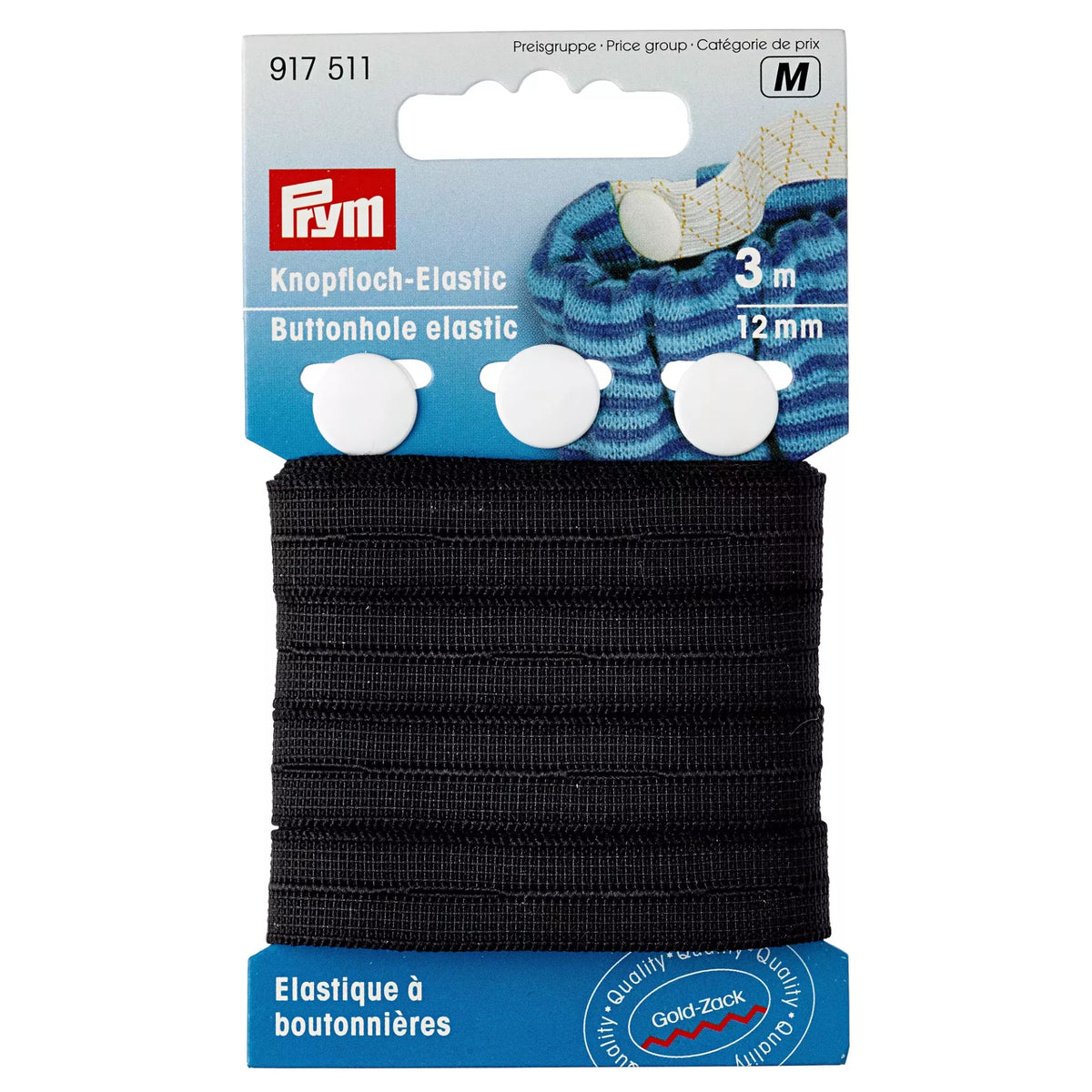 Prym Buttonhole Elastic - Black