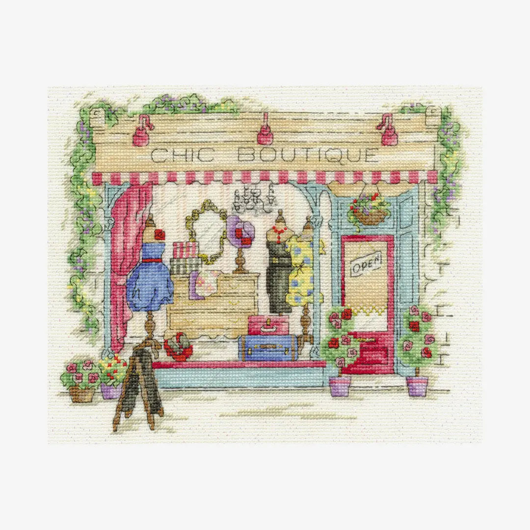 DMC Cross Stitch Kit - Vintage Shops (Chic Boutique)
