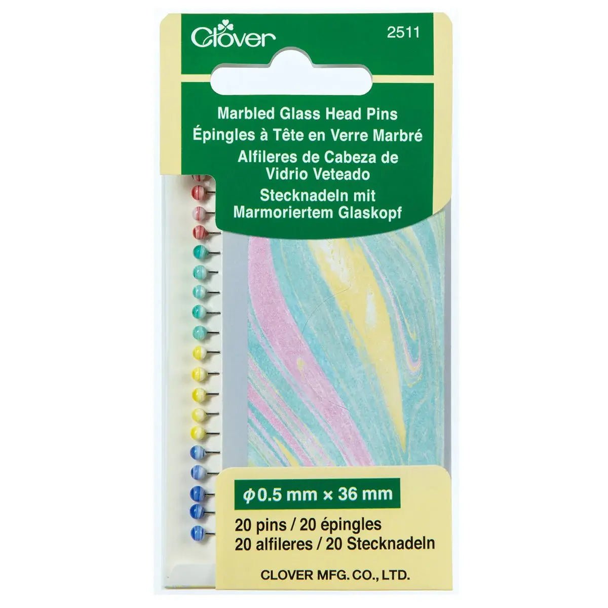 Clover Marbled Glass Head Pins (20-Count)
