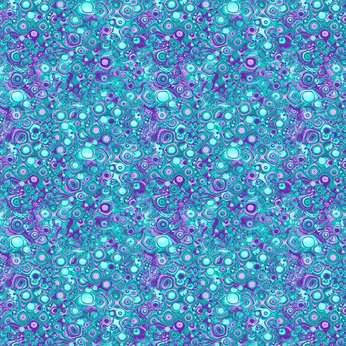 Circle Round in Teal/Purple quilting fabric by Benartex