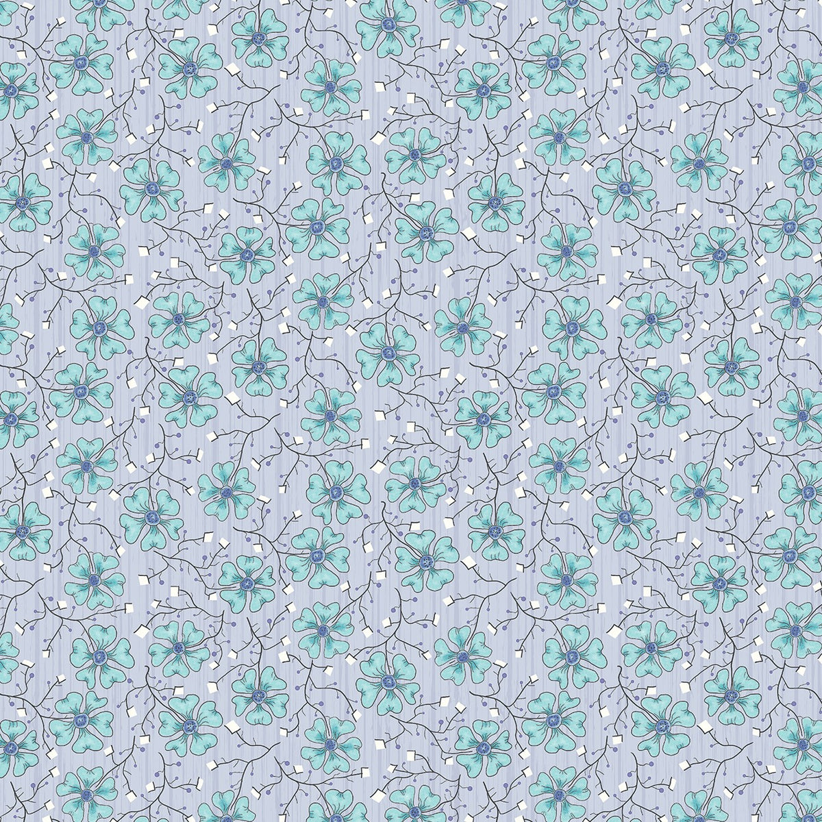 Fun Flowers in Aqua quilting fabric by Benartex