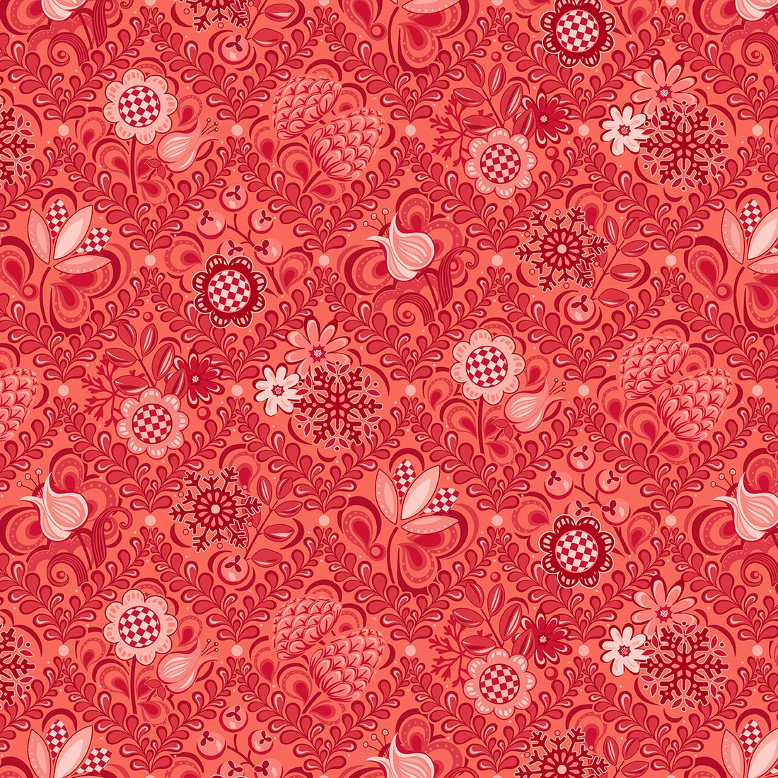 Damask in Red quilting fabric by Benartex