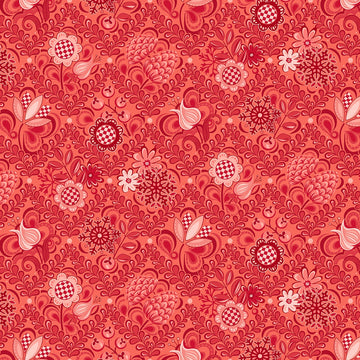 Damask in Red quilting fabric by Benartex