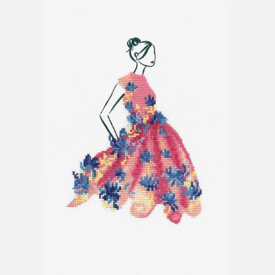 DMC Cross Stitch Kit - Watercolor Flowers (Party Pink)