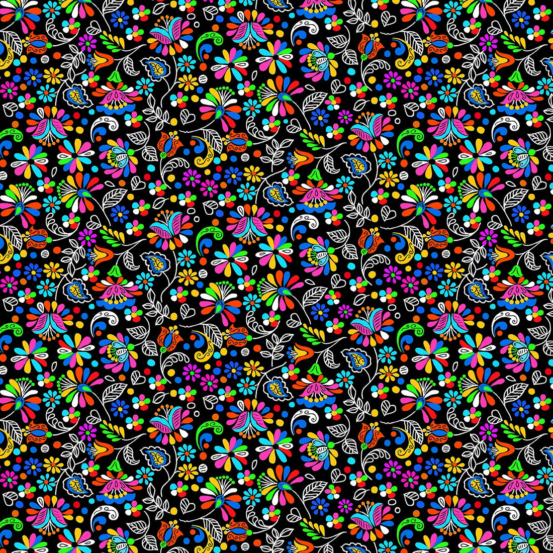 Garden Party in Black quilting fabric by Benartex