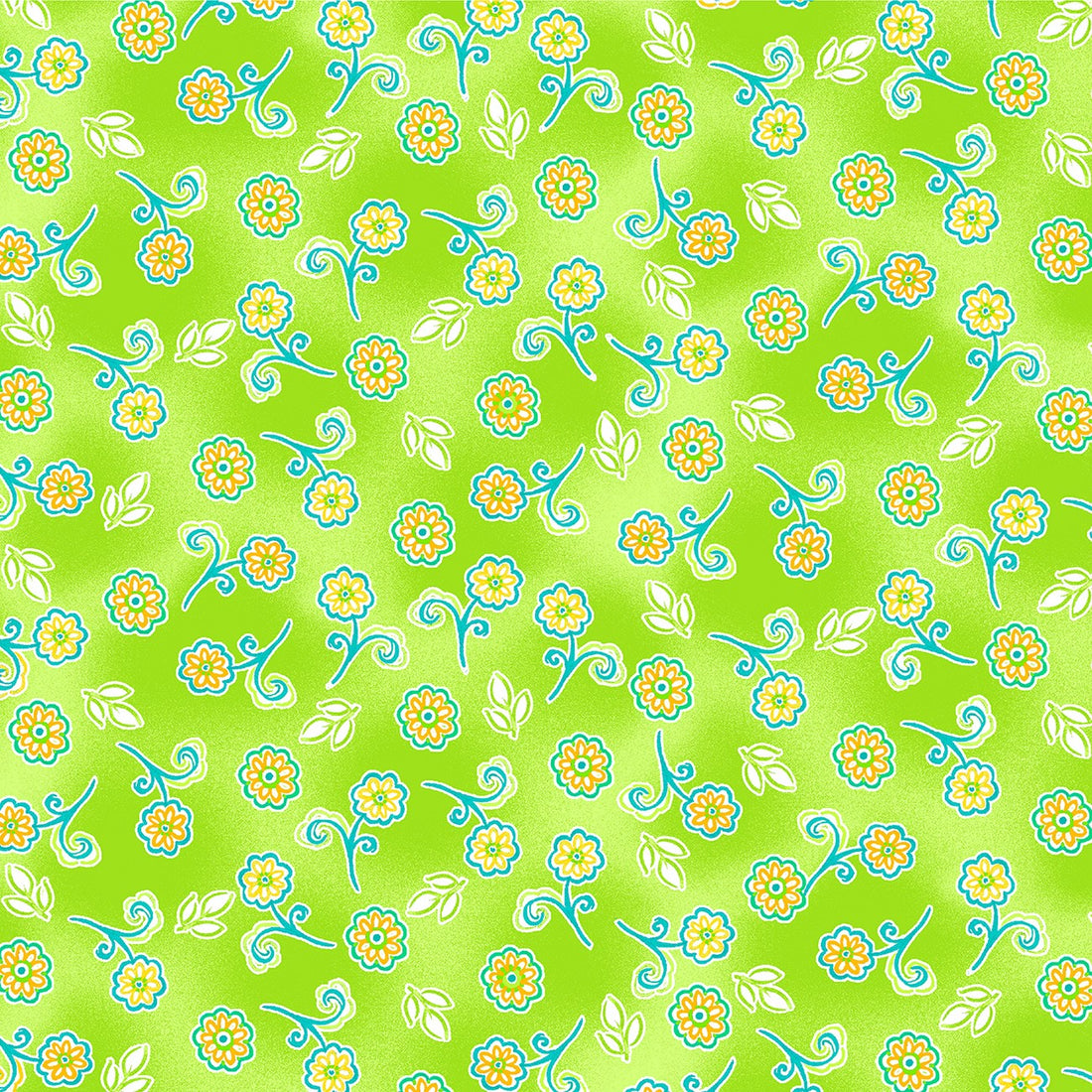 Horizon Flower Buds in Lime Green quilting fabric by Benartex