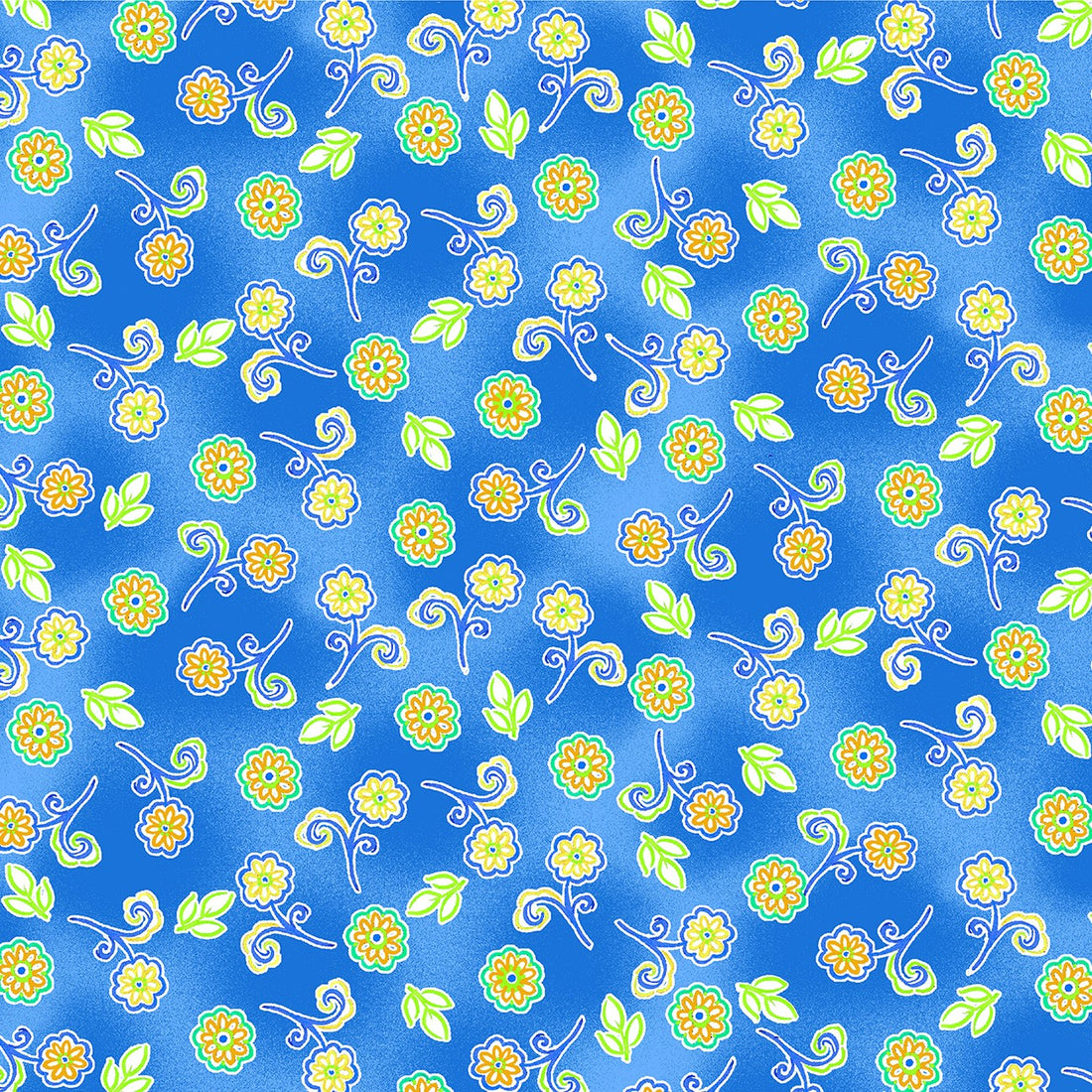 Horizon Flower Buds in Lime Green quilting fabric by Benartex