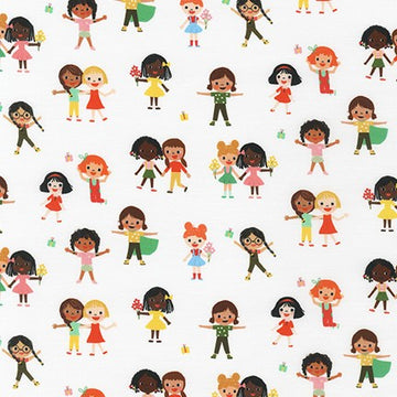 Bright Days Girls Playing in Bright quilting fabric by Robert Kaufman