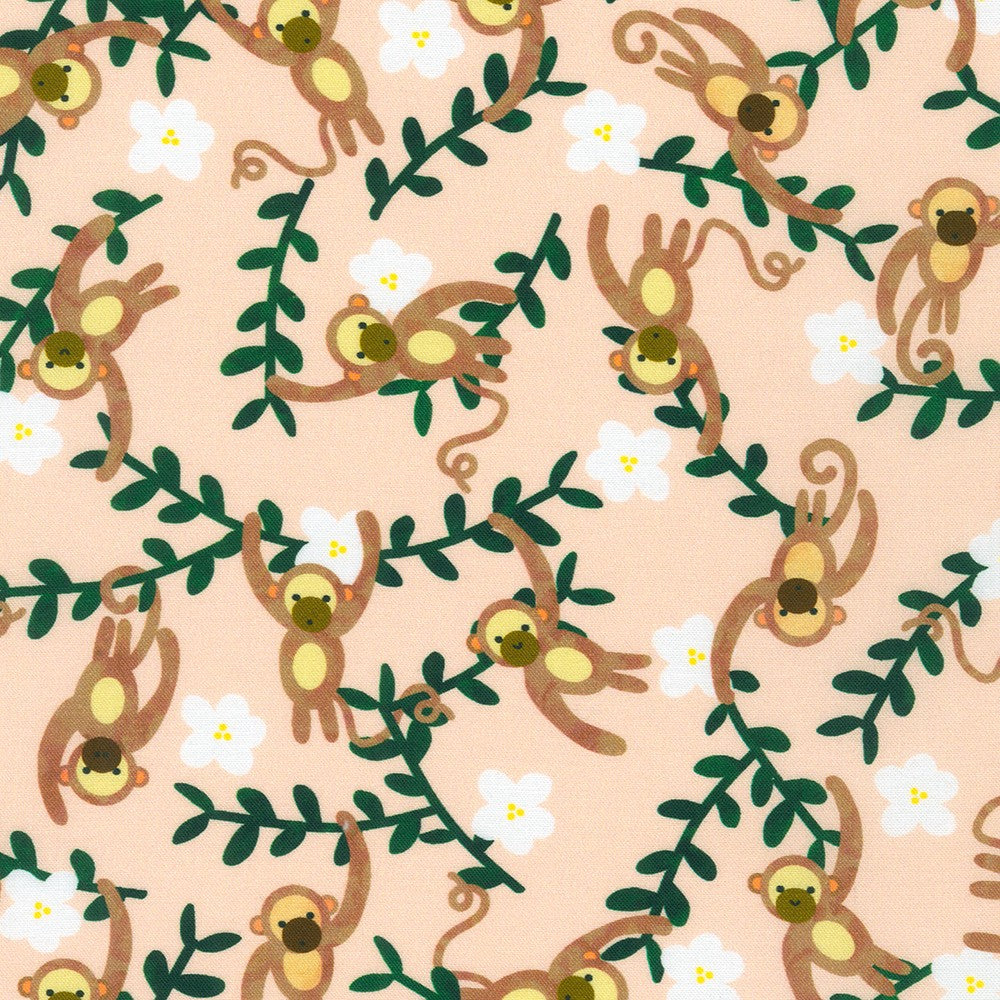 Rainforest Friends Jungle Monkeys in Jungle quilting fabric by Robert Kaufman