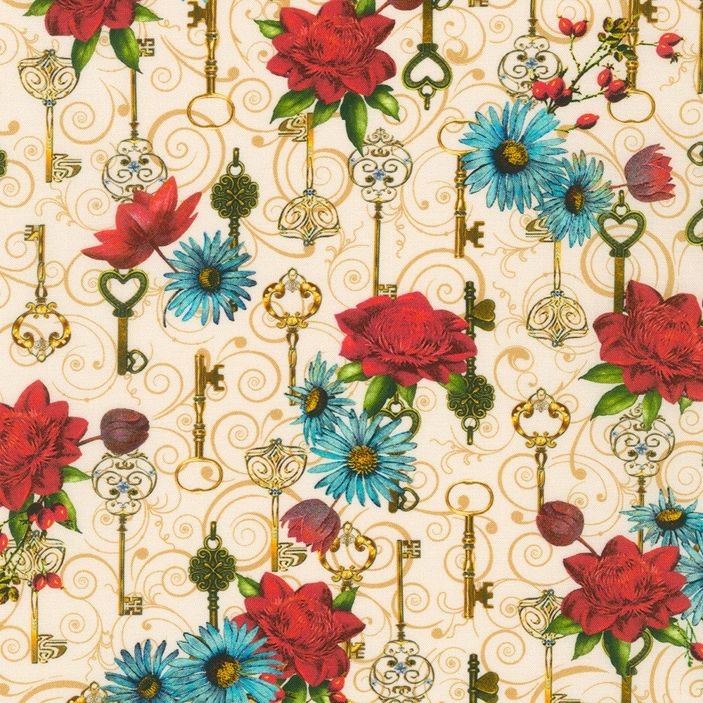 Secret Garden in Aubergine quilting fabric by Robert Kaufman