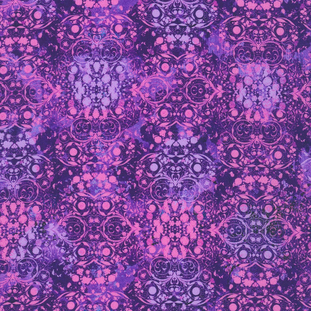 Secret Garden Geometric in Purple quilting fabric by Robert Kaufman