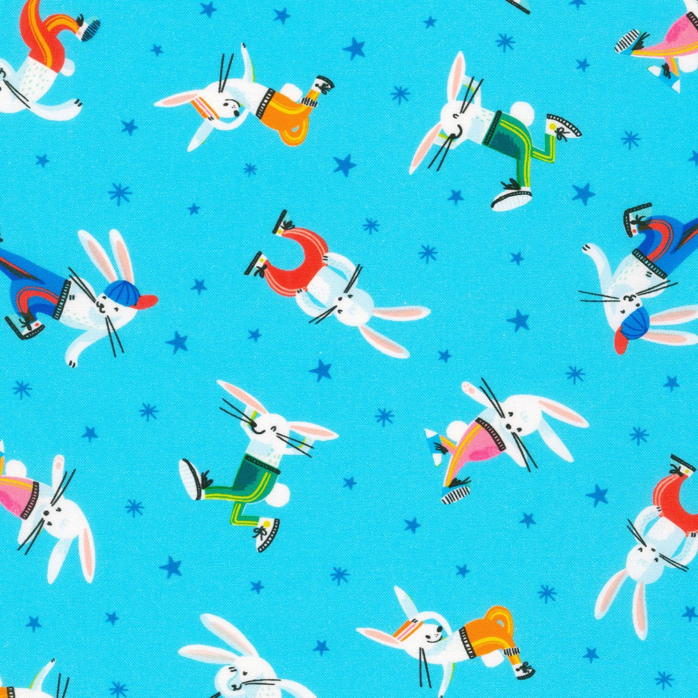 ABC Dance Rabbits in Adventure quilting fabric by Robert Kaufman