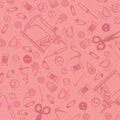 Sewing Basket Pink in Pink quilting fabric by Robert Kaufman