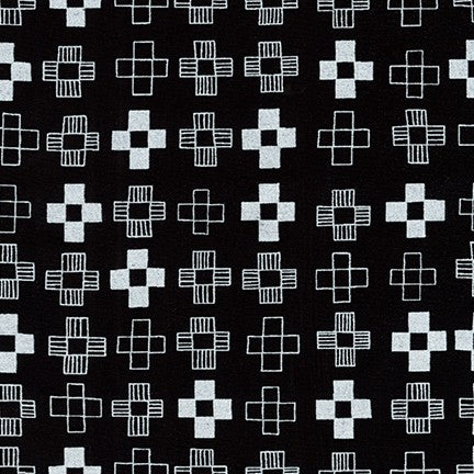 Blueberry Park Plus Sign in Black quilting fabric by Robert Kaufman