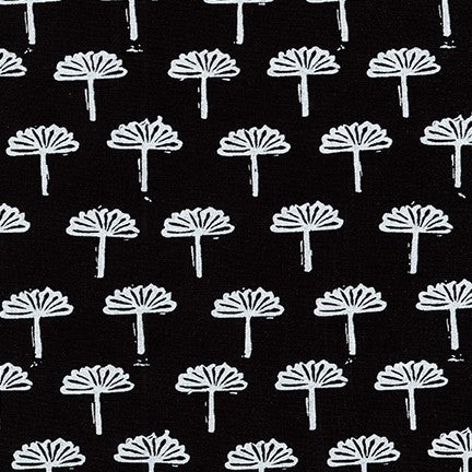 Blueberry Park Fan Trees in Black quilting fabric by Robert Kaufman