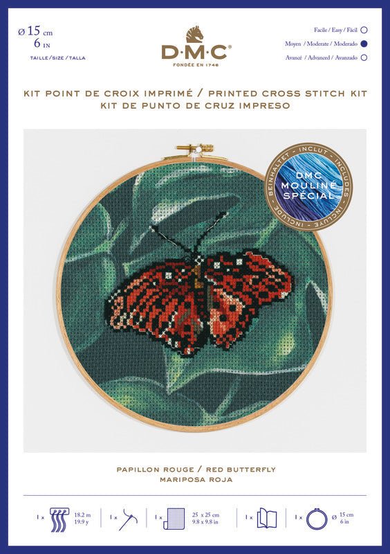 DMC Cross Stitch Kit - Red Butterfly