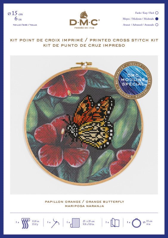 DMC Cross Stitch Kit - Orange Butterfly