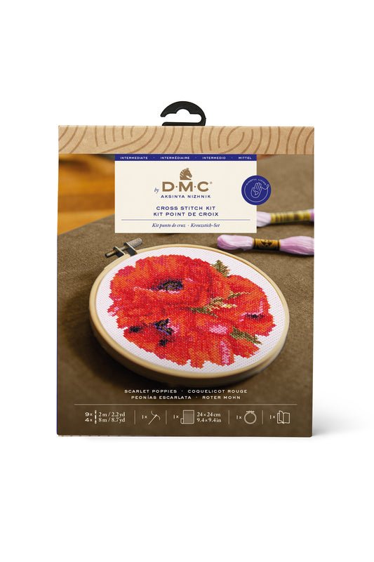 DMC Cross Stitch Kit - Red Poppies