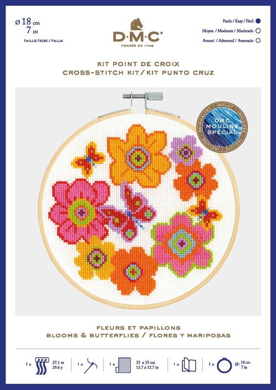 DMC Cross Stitch Kit - Flowers and Butterflies