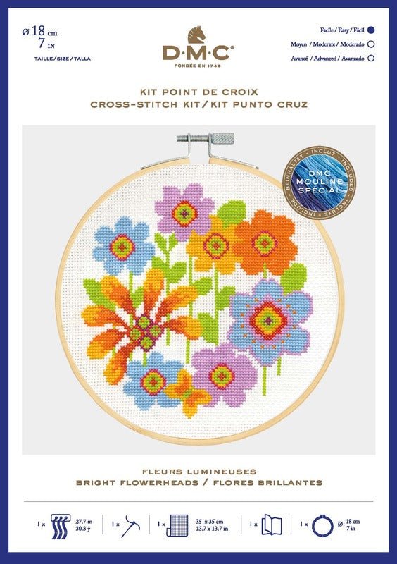 DMC Cross Stitch Kit - Bright Flowers