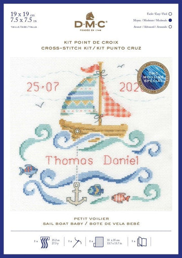 DMC Cross Stitch Kit - Sail Boat Baby
