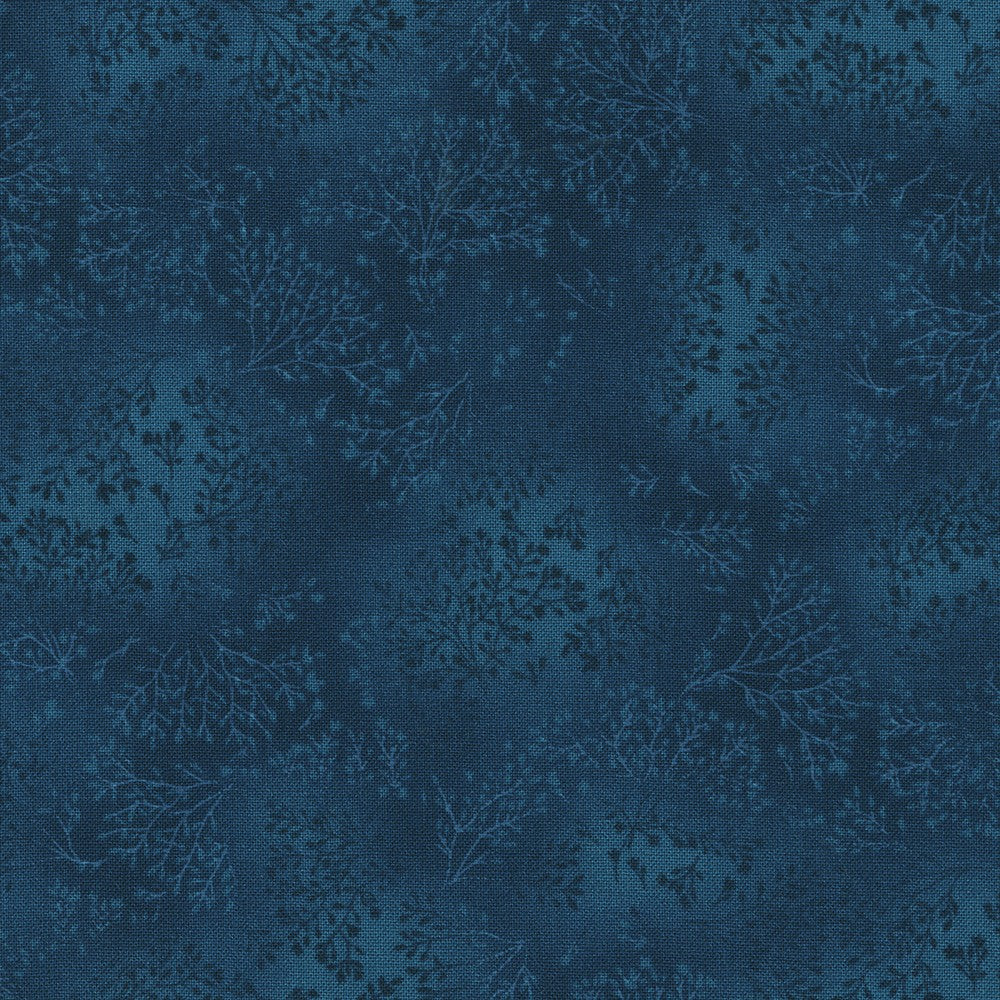 Fusions Leaf Branches Neutrals in Deep Ocean quilting fabric by Robert Kaufman