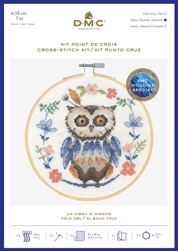 DMC Cross Stitch Kit - Folk Owl