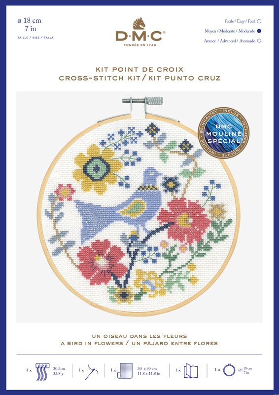 DMC Cross Stitch Kit - A Bird in Flowers