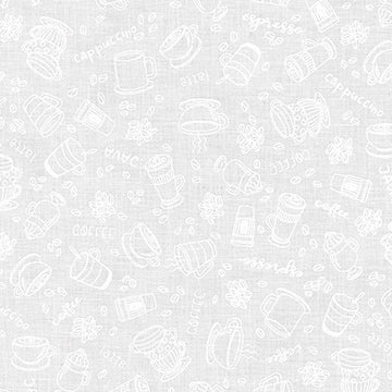 Mini Madness Coffee in White quilting fabric by Robert Kaufman