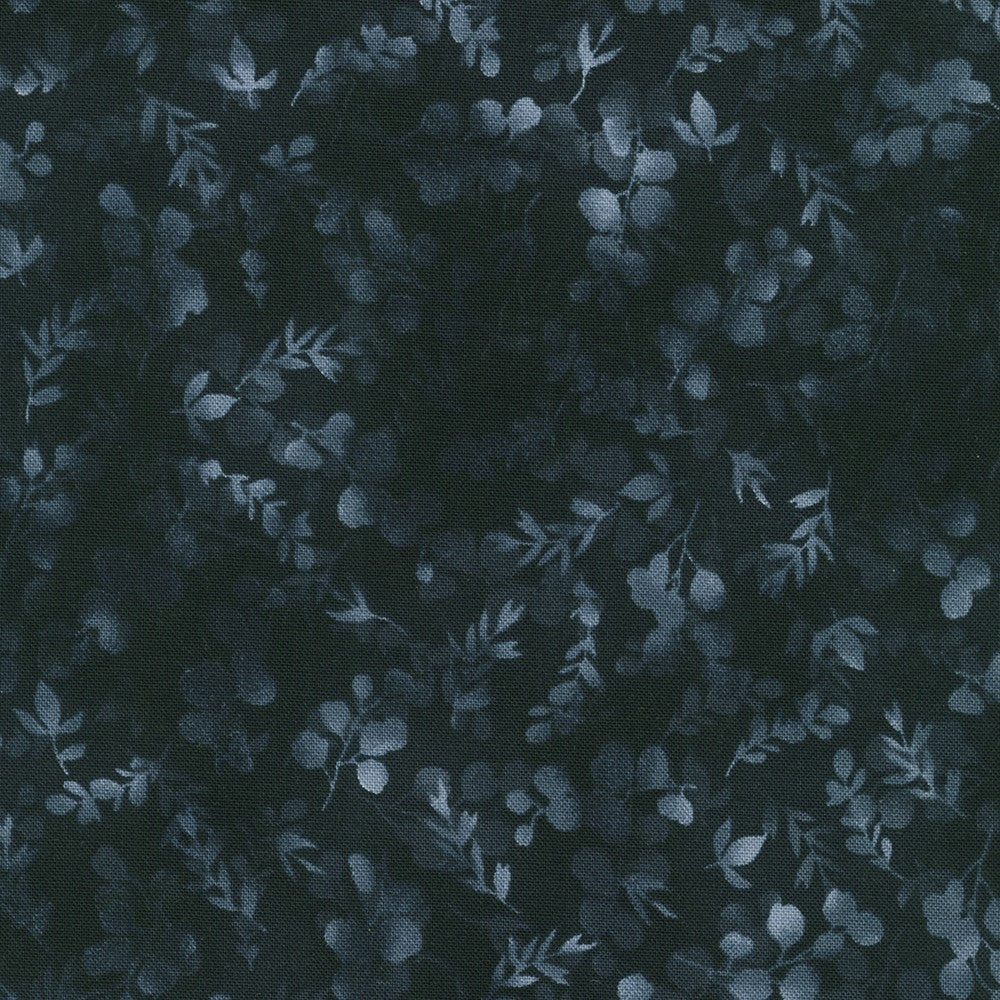 Fusions Foliage Mix in Black quilting fabric by Robert Kaufman