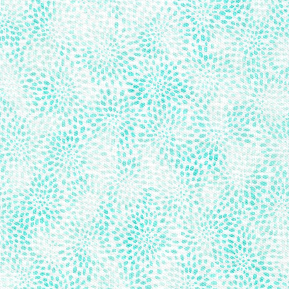 Fusions Zinnia Blooms in Sea Glass quilting fabric by Robert Kaufman