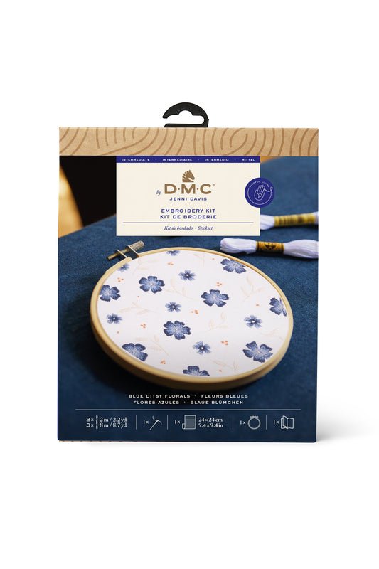 DMC Embroidery Kit - Blue Ditsy Florals