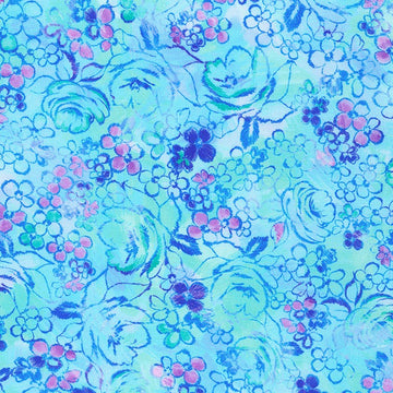 Bloomburst Flowers in Sky quilting fabric by Robert Kaufman