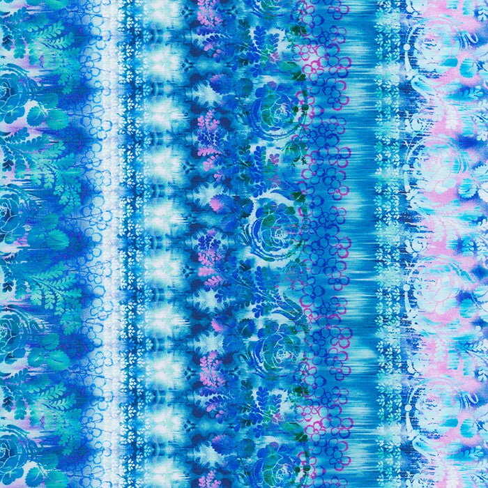 Bloomburst Teal in Teal quilting fabric by Robert Kaufman