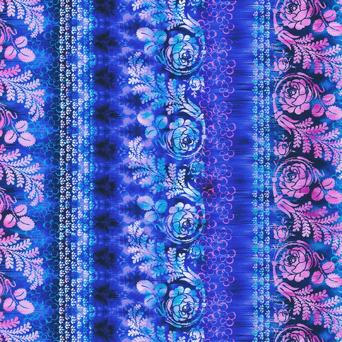Bloomburst Teal in Cobalt quilting fabric by Robert Kaufman