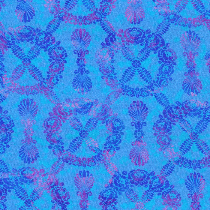 Bloomburst Plum in Cerulean quilting fabric by Robert Kaufman