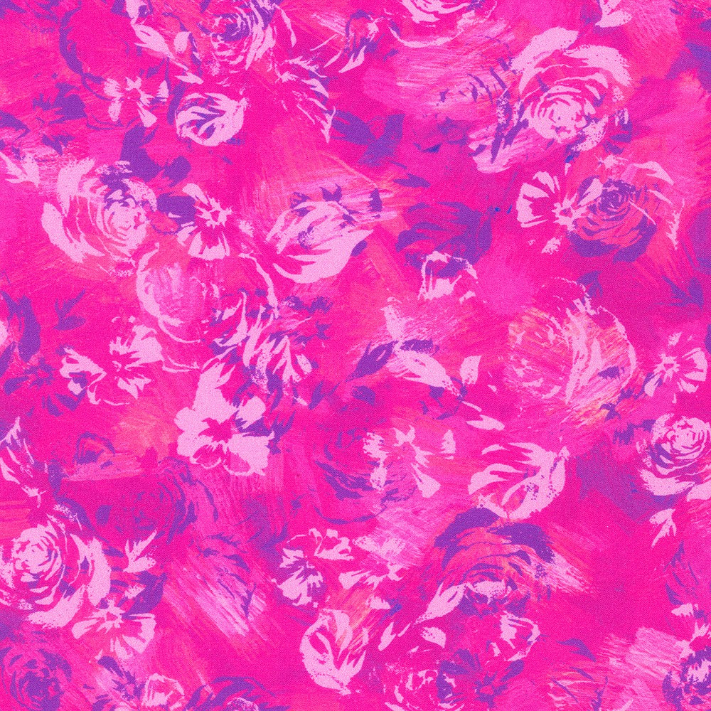 Color Wheel Roses in Azalea quilting fabric by Robert Kaufman