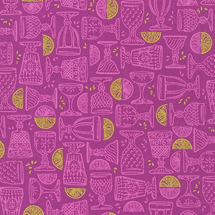 Rose Lemonade Berry in Basil quilting fabric by Robert Kaufman